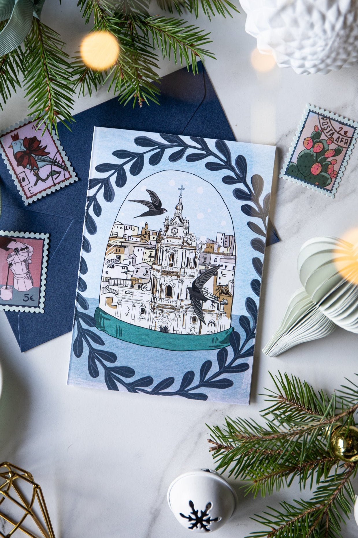 Christmas card "Snow Globe Modica "