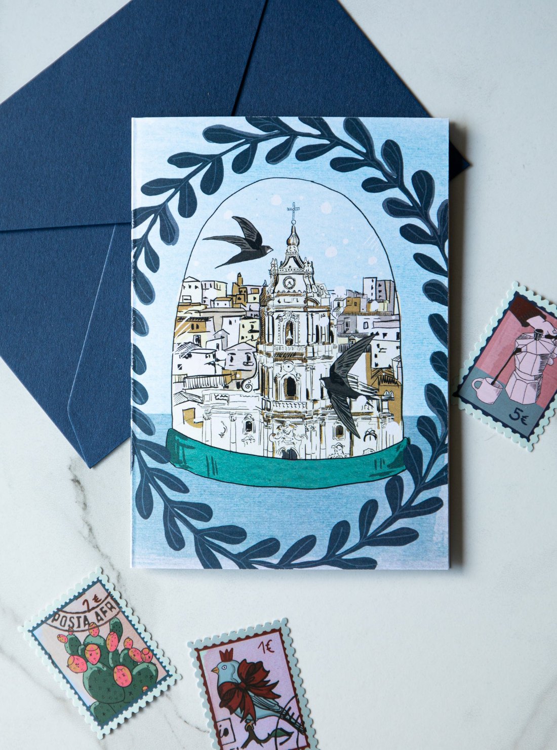 Christmas card "Snow Globe Modica "