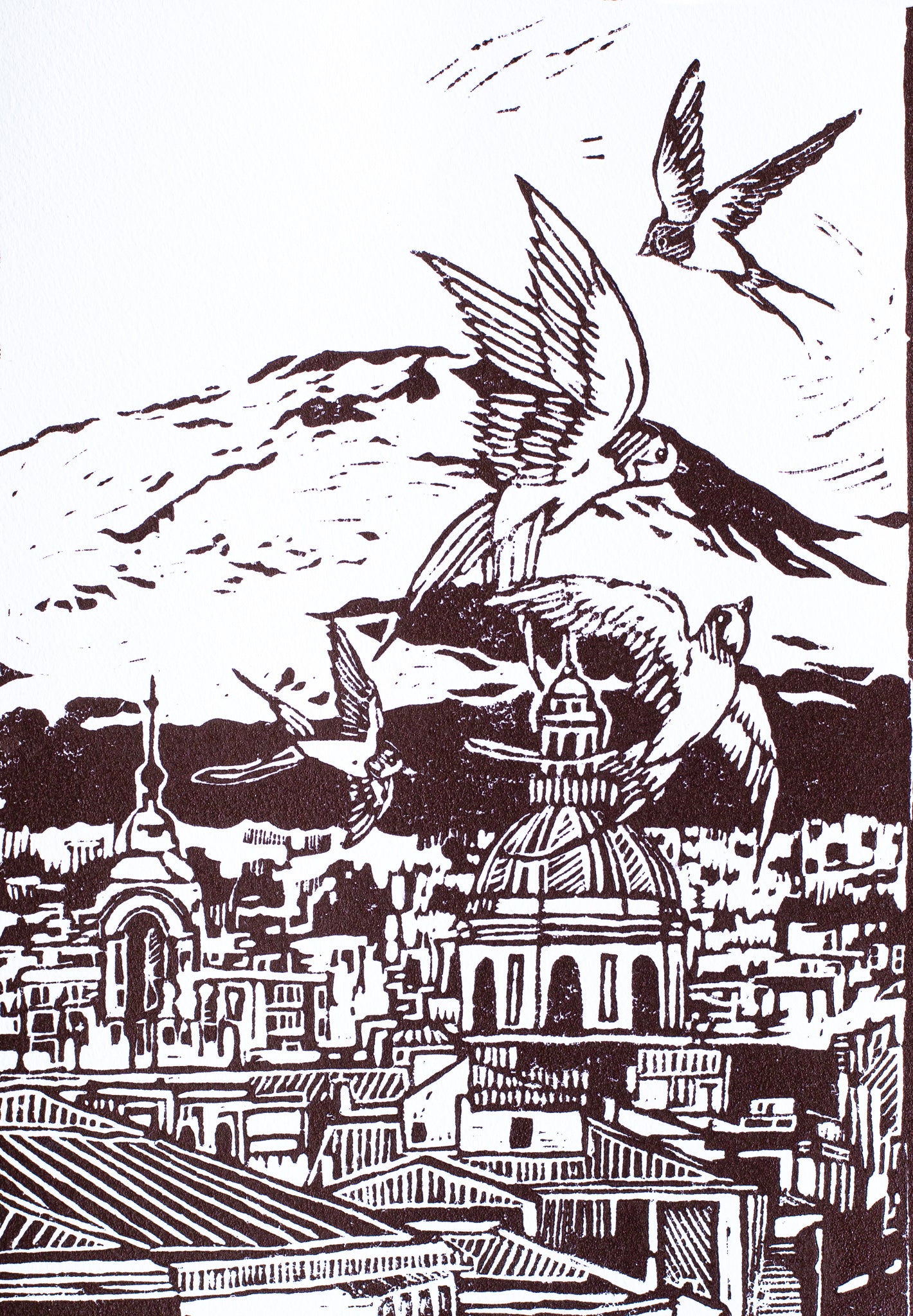 "Catania" linocut print